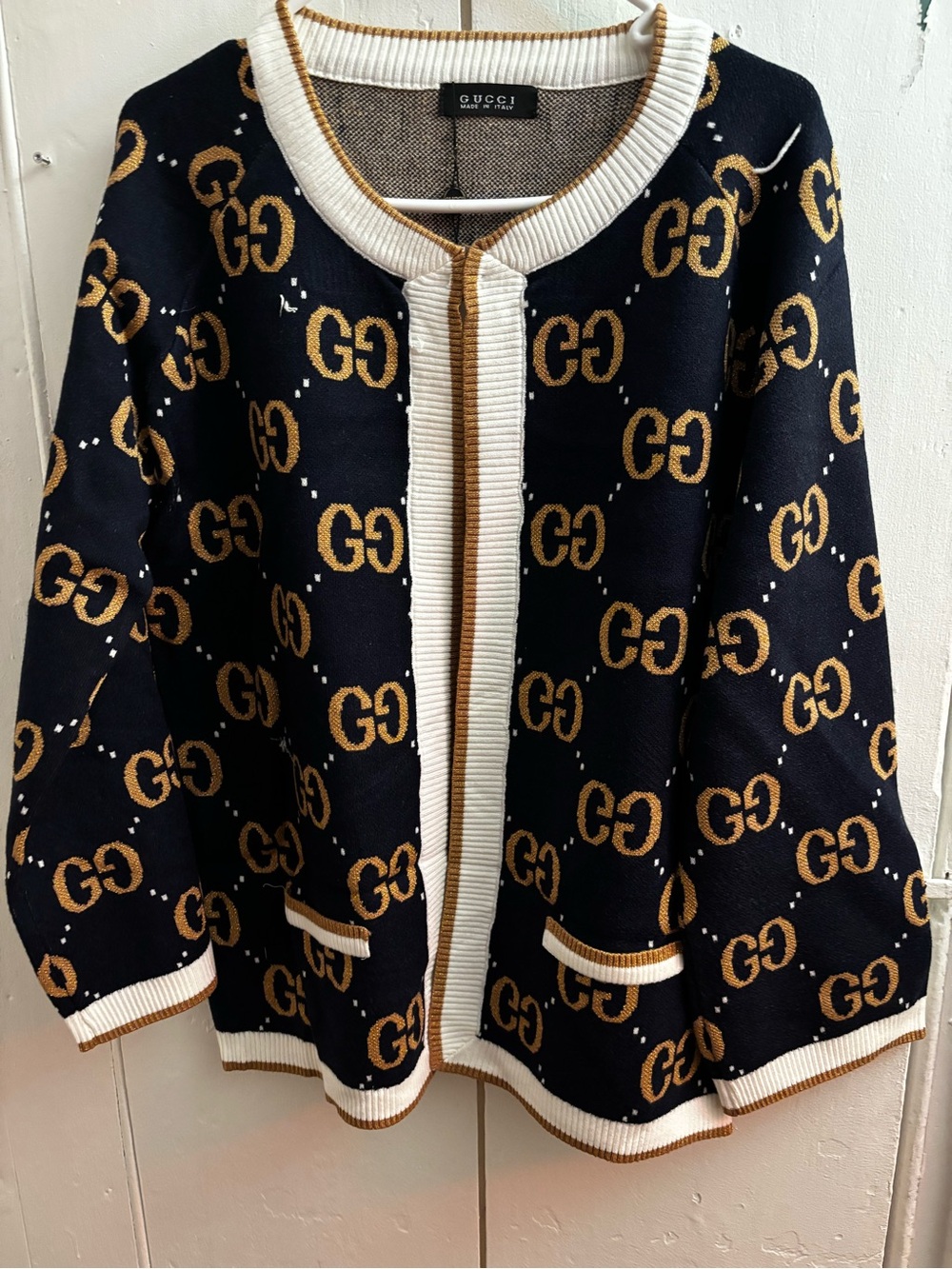 Brand New Women’s Black & Gold GG Logo Cardigan sweater